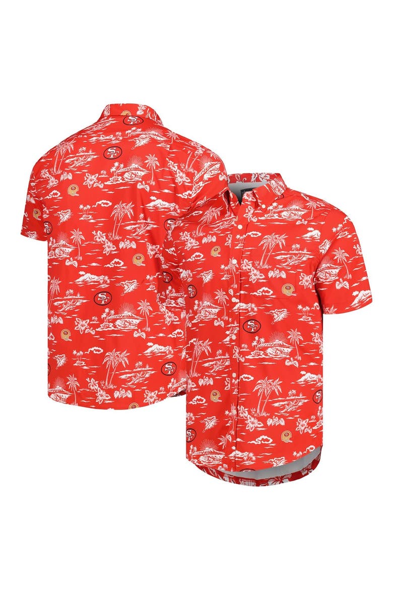 Men's Reyn Spooner Scarlet San Francisco 49ers Throwback Kekai Print Button-Up Shirt, Main, color, Scarlet