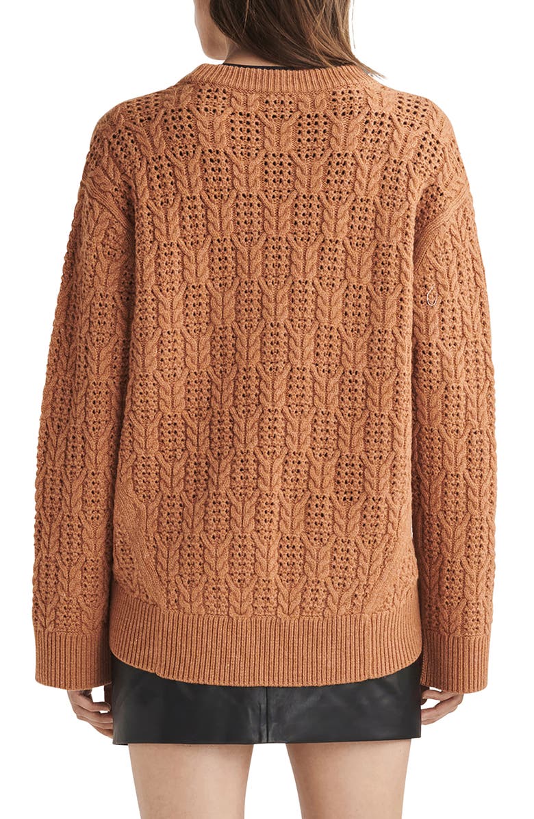 rag & bone Divya Cable Stitch Wool Sweater, Alternate, color, Camel