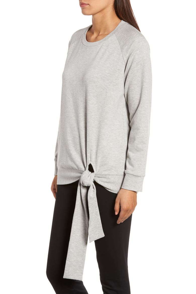 Tie Knot Sweatshirt, Alternate, color, HEATHER LIGHT GREY