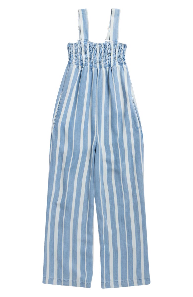 Tractr Kids' Smocked Wide Leg Jumpsuit, Main, color, Indigo
