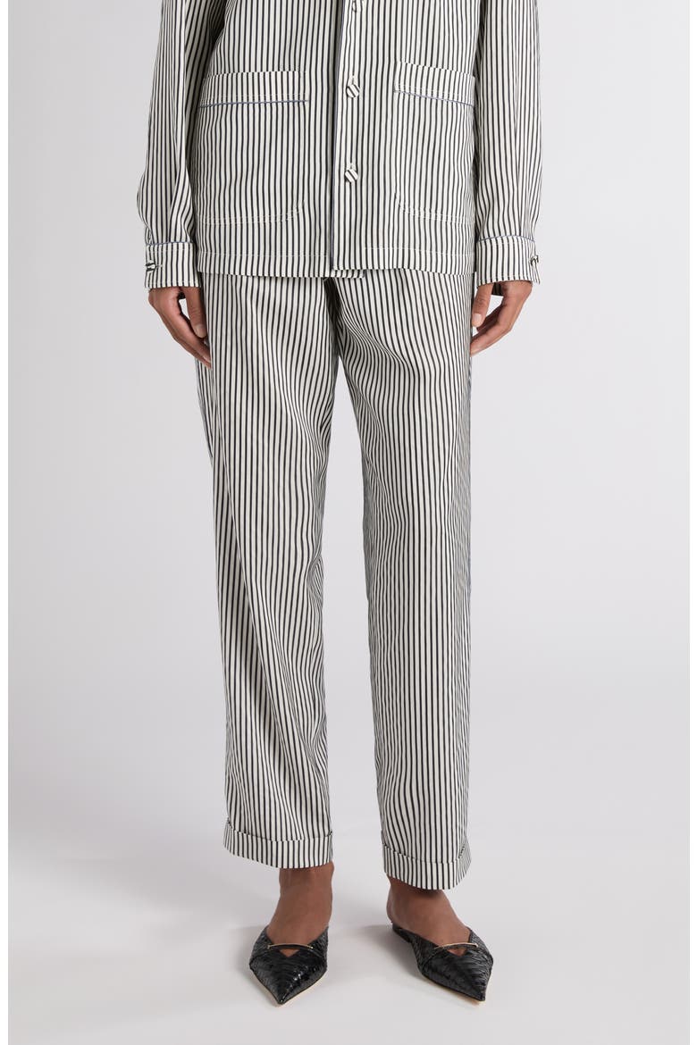 Stripe Silk Pajama Pants, Main, color, BLACK/ WHITE