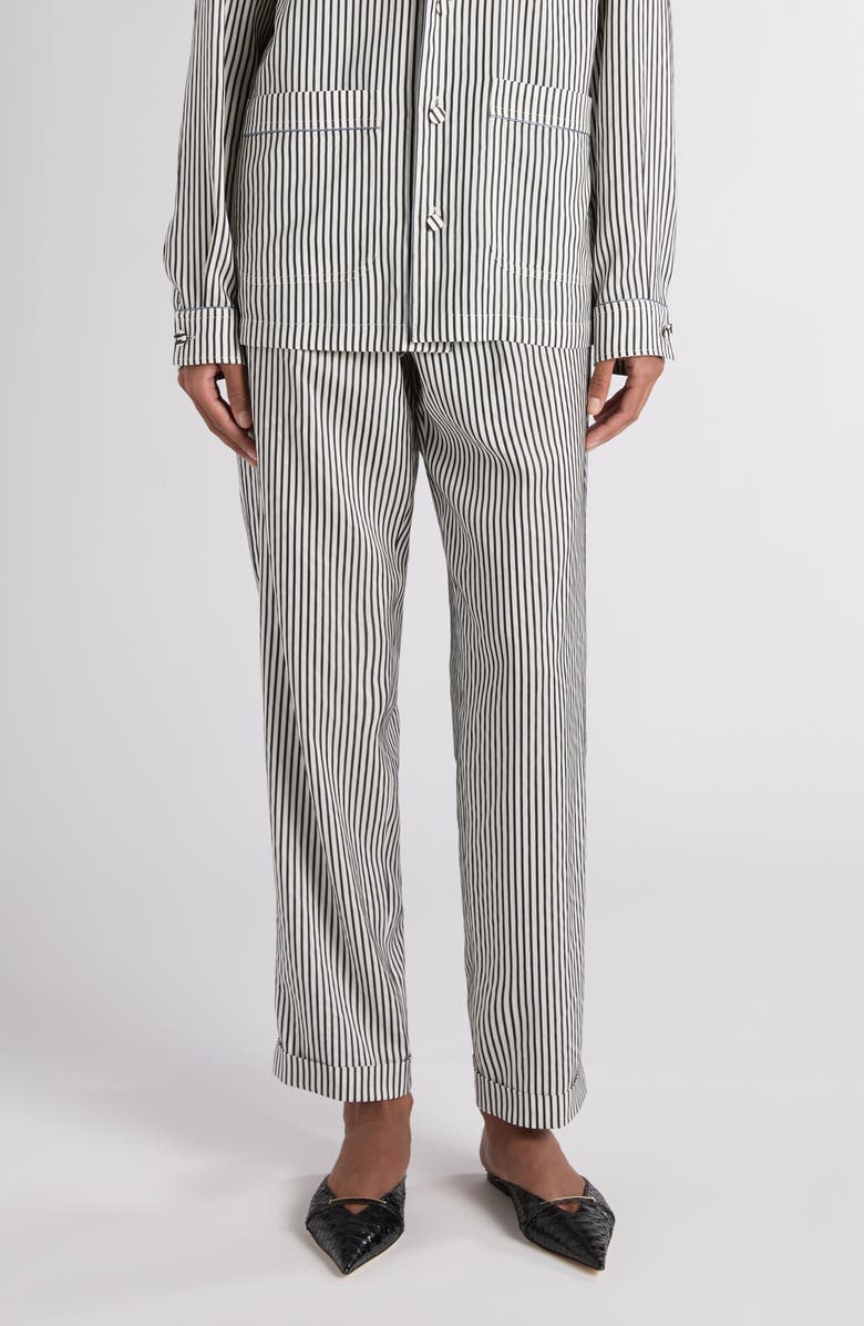 TOM FORD Stripe Silk Pajama Pants, Main, color, Black/ White