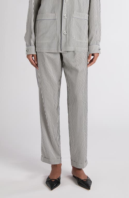 Tom Ford Stripe Silk Pajama Pants In Gray