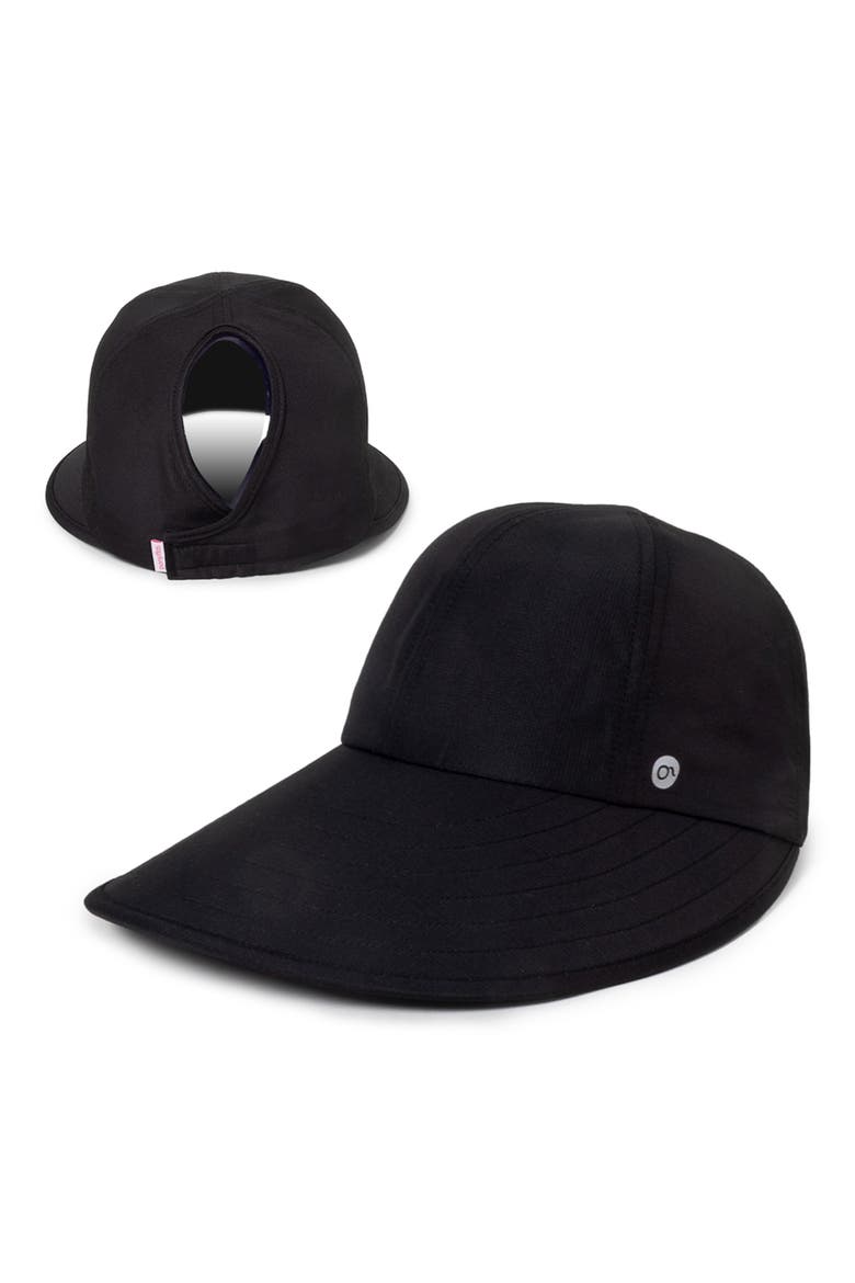 Sunblocker Wide Brim Pony Tail Cap, Main, color, BLACK