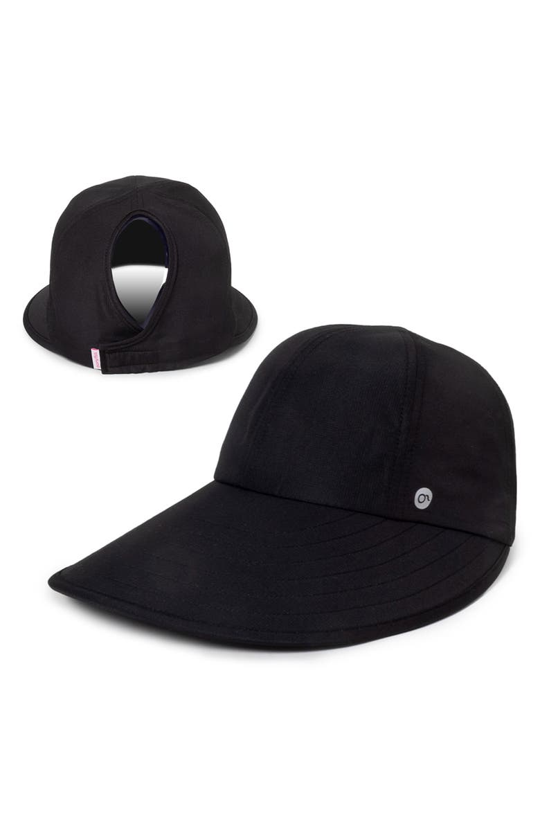 David & Young Sunblocker Wide Brim Pony Tail Cap, Main, color, Black