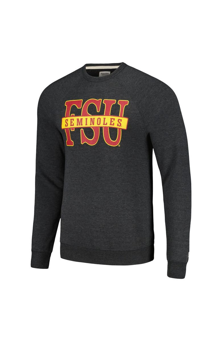 HOMEFIELD Men's Homefield Heather Charcoal Florida State Seminoles Tri-Blend Crewneck Pullover Sweatshirt, Alternate, color, 