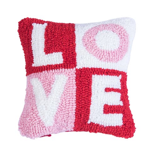 C & F Home C&f Home Love Color Block Typography St. Valentines Hooked Throw Pillow, 8" X 8" In Multi