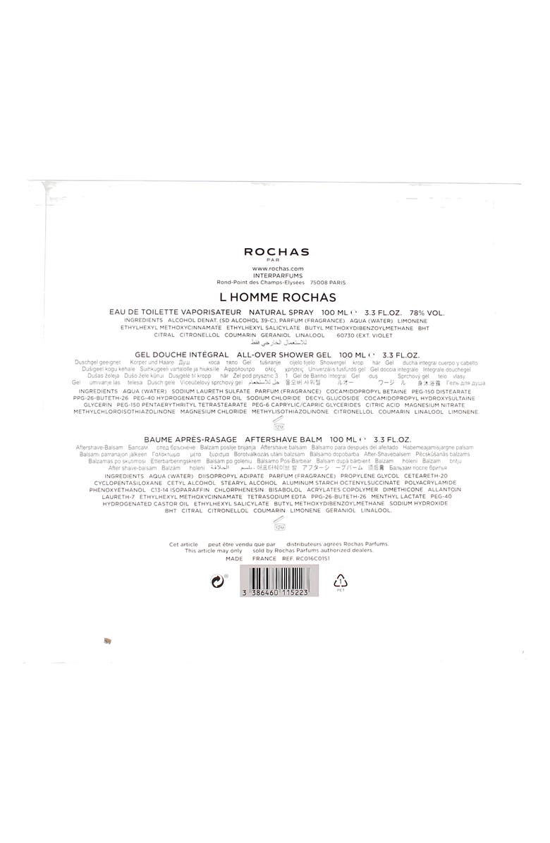 Rochas L'Homme Eau de Toilette 3-Piece Gift Set $150 Value, Alternate, color,
