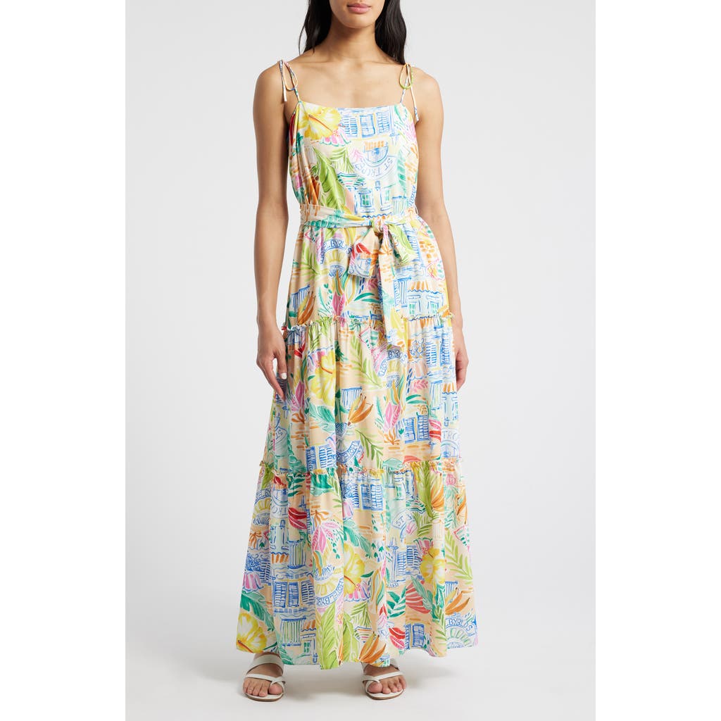 Julia Jordan Mixed Print Tiered Maxi Dress In Multi