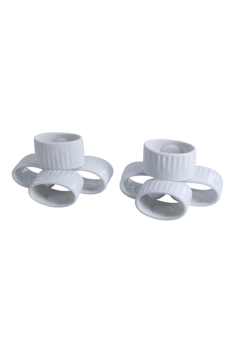 Colonnade Set of 8 Napkin Rings, Main, color, WHITE