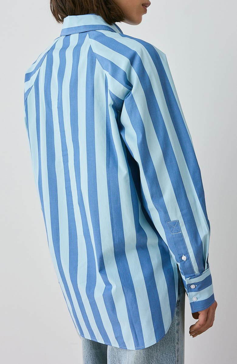 NEXT Stripe Oversize Button-Up Shirt, Alternate, color, Blue