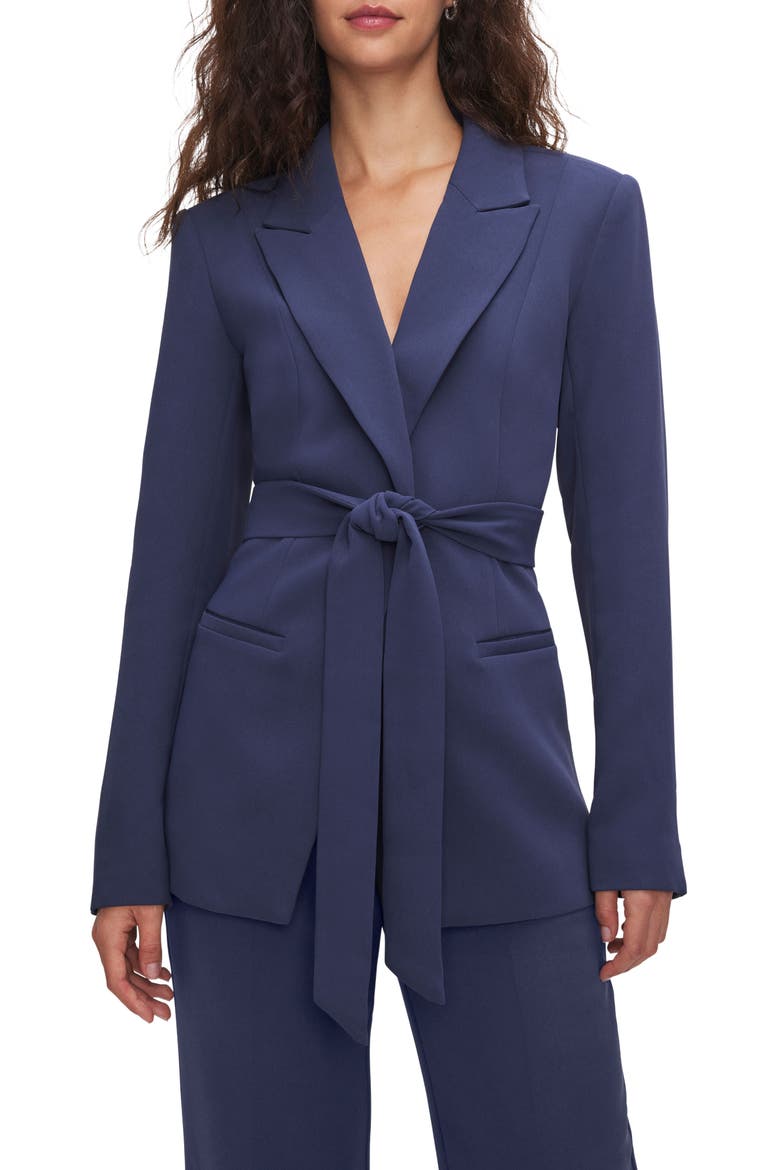 Fit & Flatter Belted Blazer, Main, color, BLUE RINSE