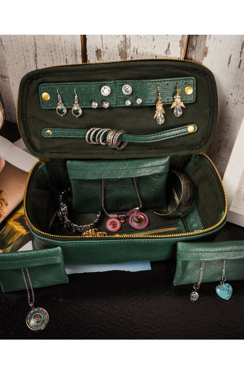 OLD TREND Celosia Genuine Leather Rectangular Jewelry Case, Alternate, color, Vintage Green