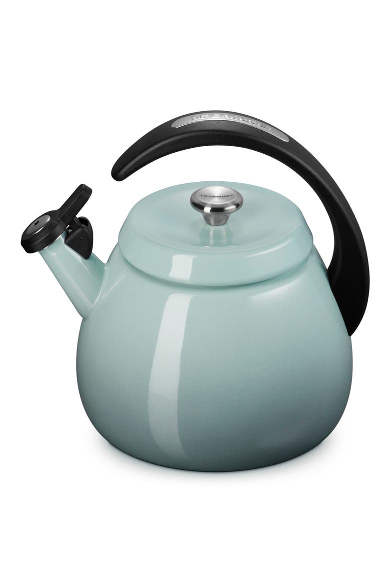 2.2-Quart Enameled Stainless Steel Whistling Cloche Kettle, Alternate, color, SEA SALT