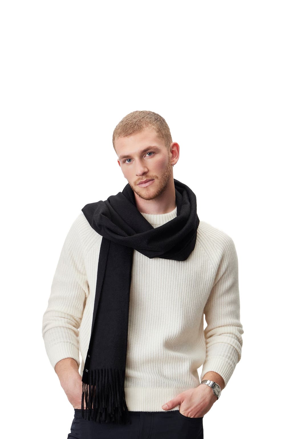 Casey Cashmere Scarf, color, Black