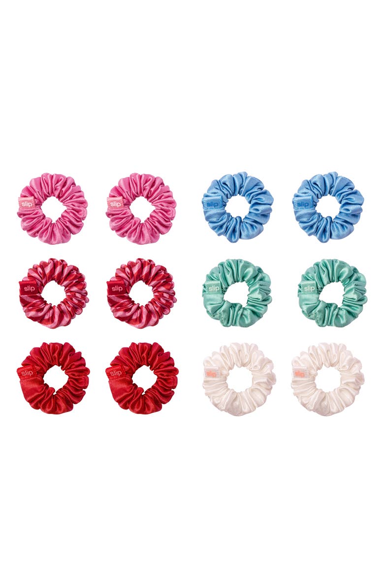 slip Set of 12 Minnie Pure Silk Scrunchies, Alternate, color, Sundown