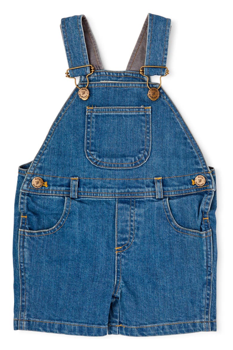 Kids' Stonewash Stretch Cotton Denim Shortalls, Main, color, BLUE