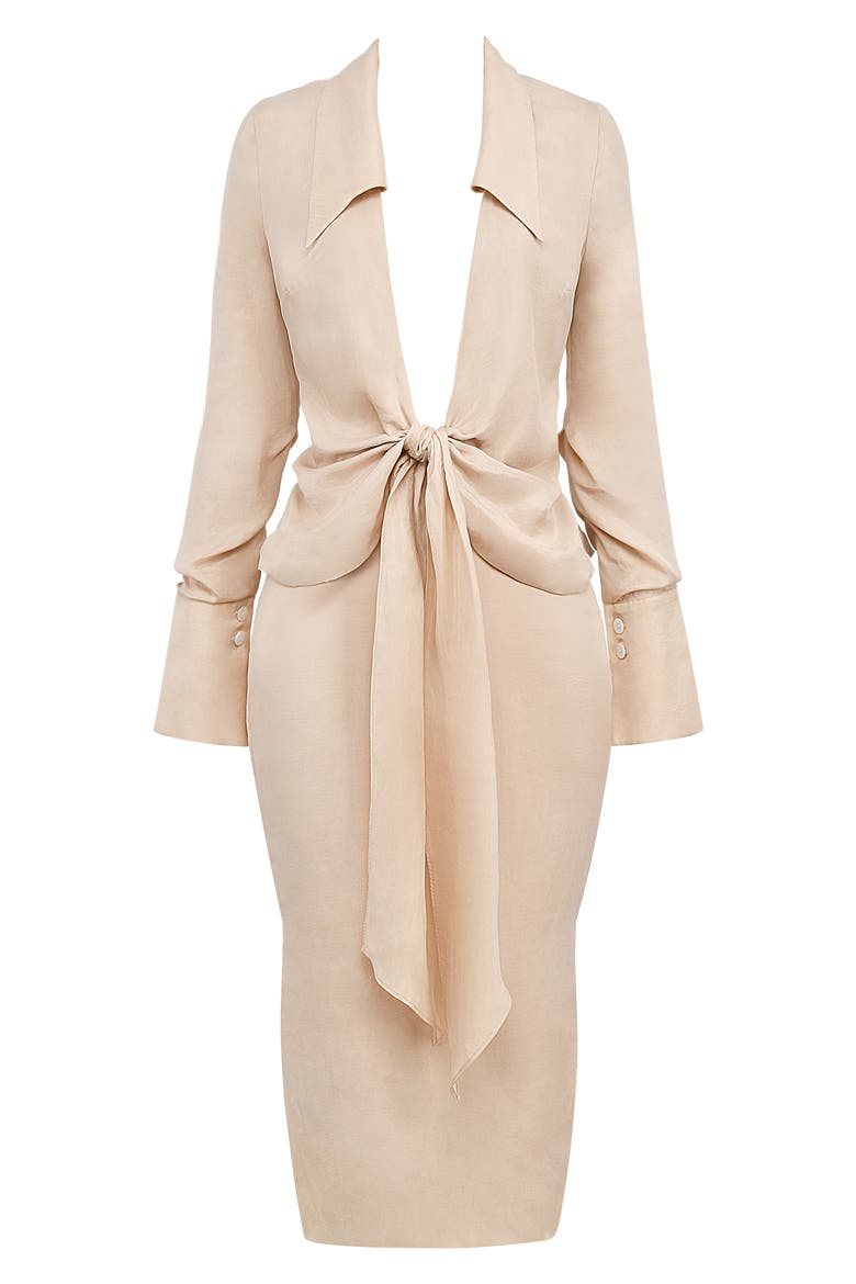 Nevaeh Long Sleeve Midi Dress, Alternate, color, POWDER PEACH