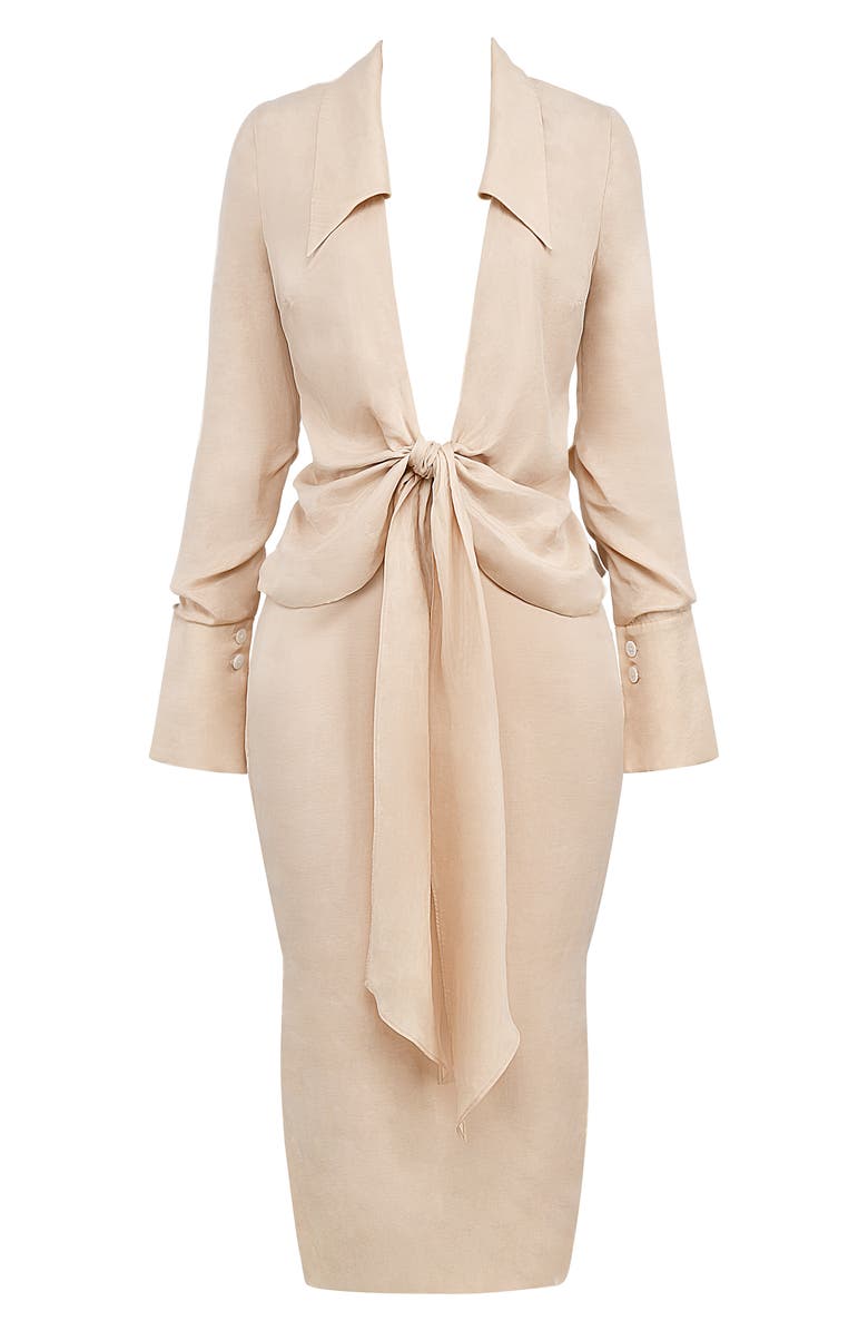 HOUSE OF CB Nevaeh Long Sleeve Midi Dress, Alternate, color, Powder Peach