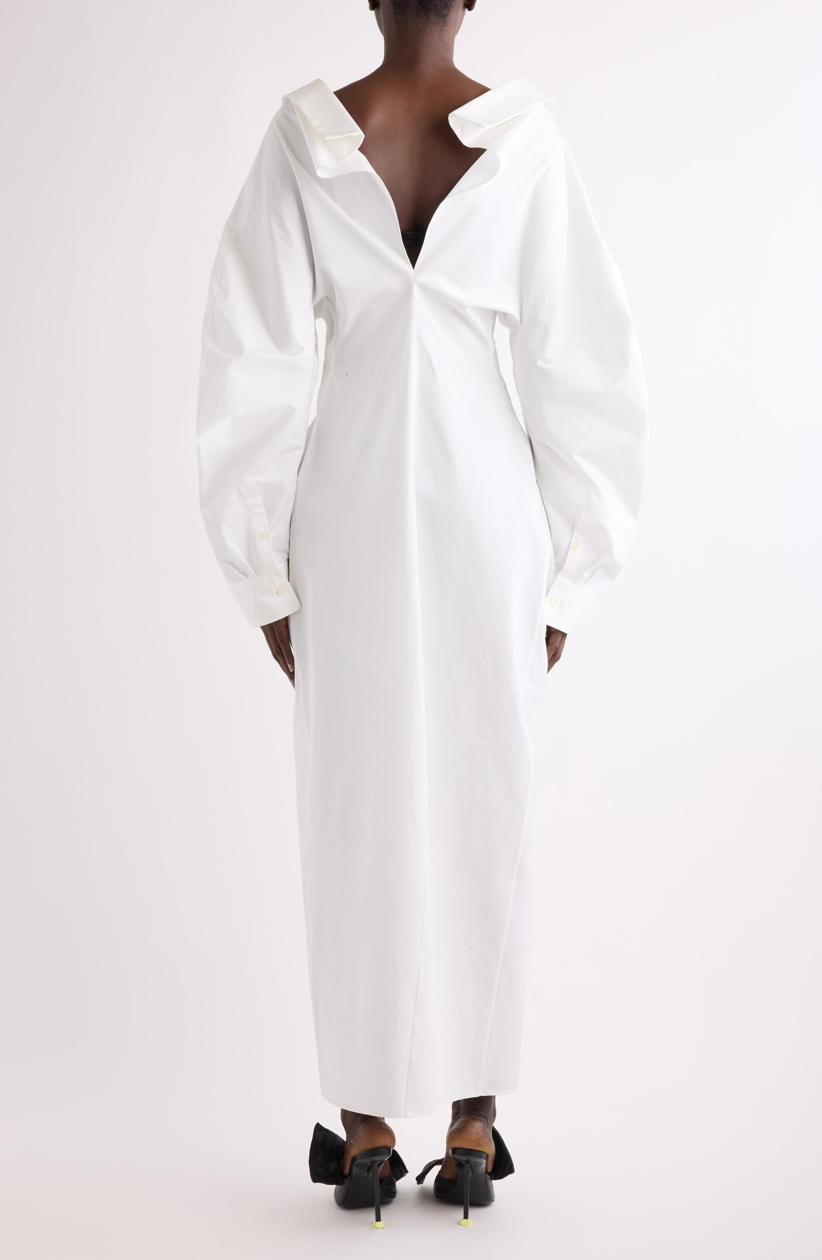 Slashed Long Sleeve Cotton Poplin Shirtdress - image 2
