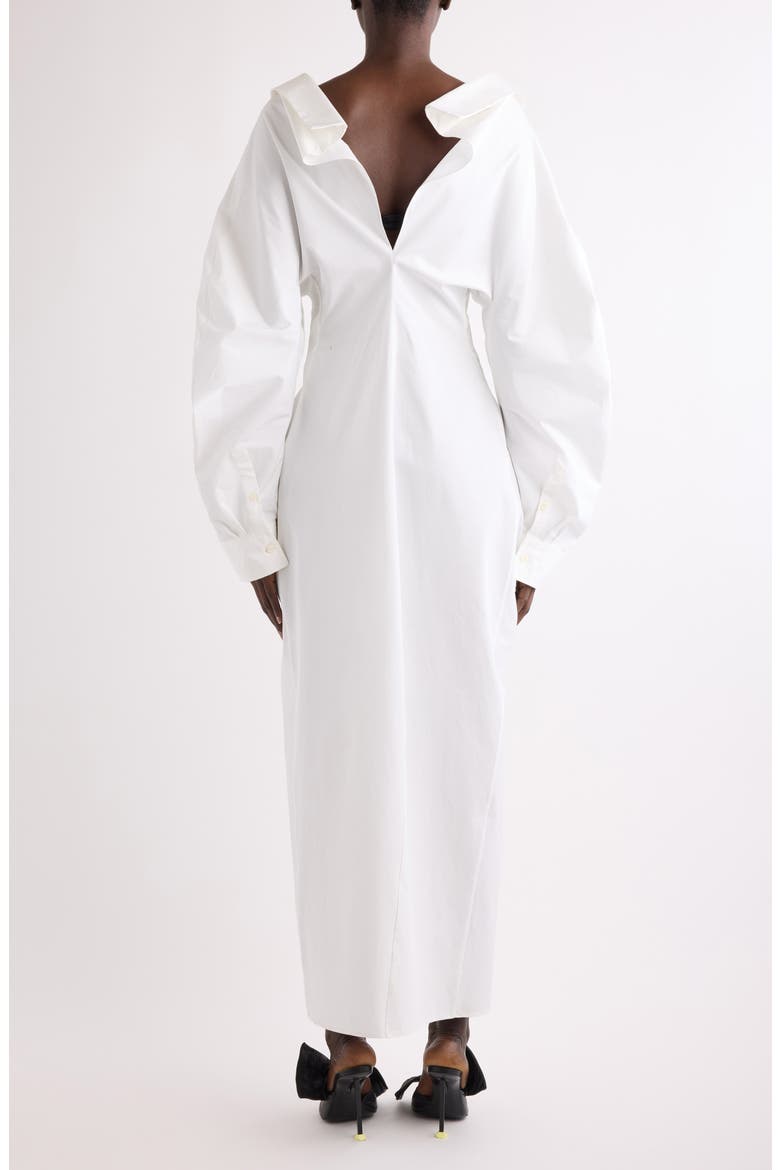 Slashed Long Sleeve Cotton Poplin Shirtdress, Alternate, color, WHITE