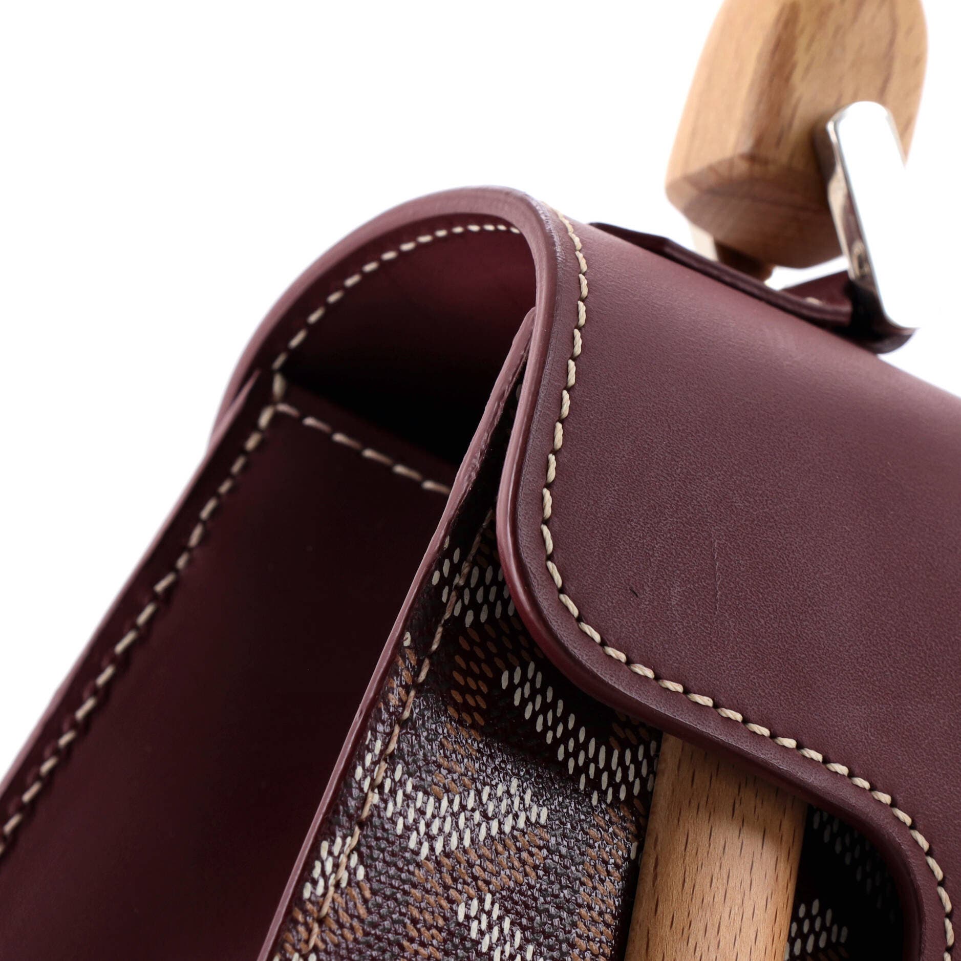 Pre-Owned Goyard Saigon Top Handle Bag Coated Canvas with Leather PM, Alternate, color, Red