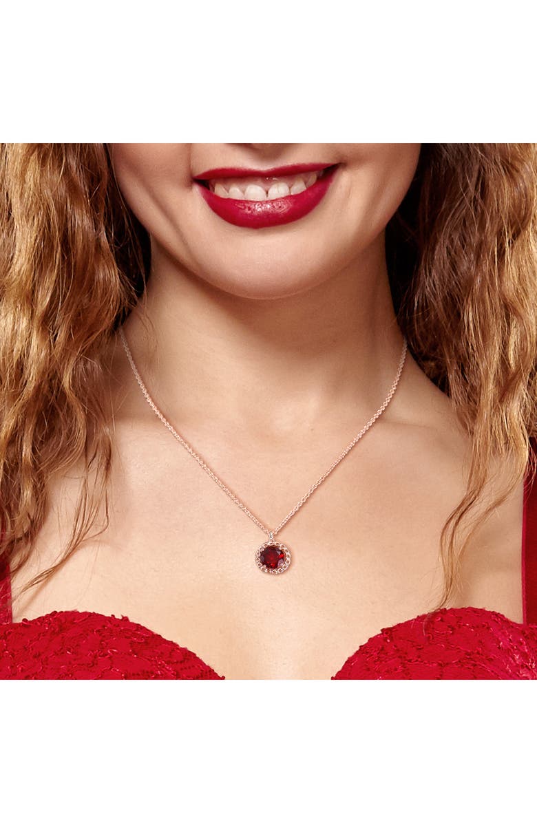 DELMAR Garnet Halo Pendant Necklace, Alternate, color, Red