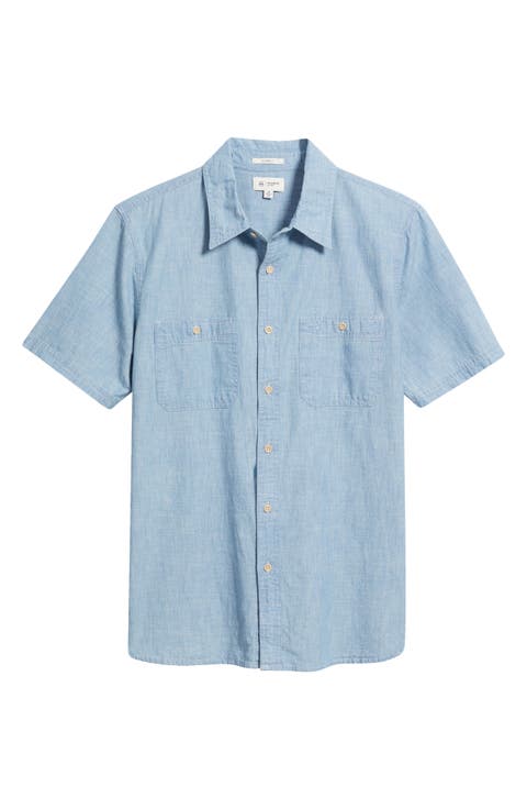 Mason Short Sleeve Cotton Chambray Button-Up Work Shirt