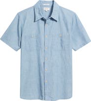 AG Mason Short Sleeve Cotton Chambray Button-Up Work Shirt