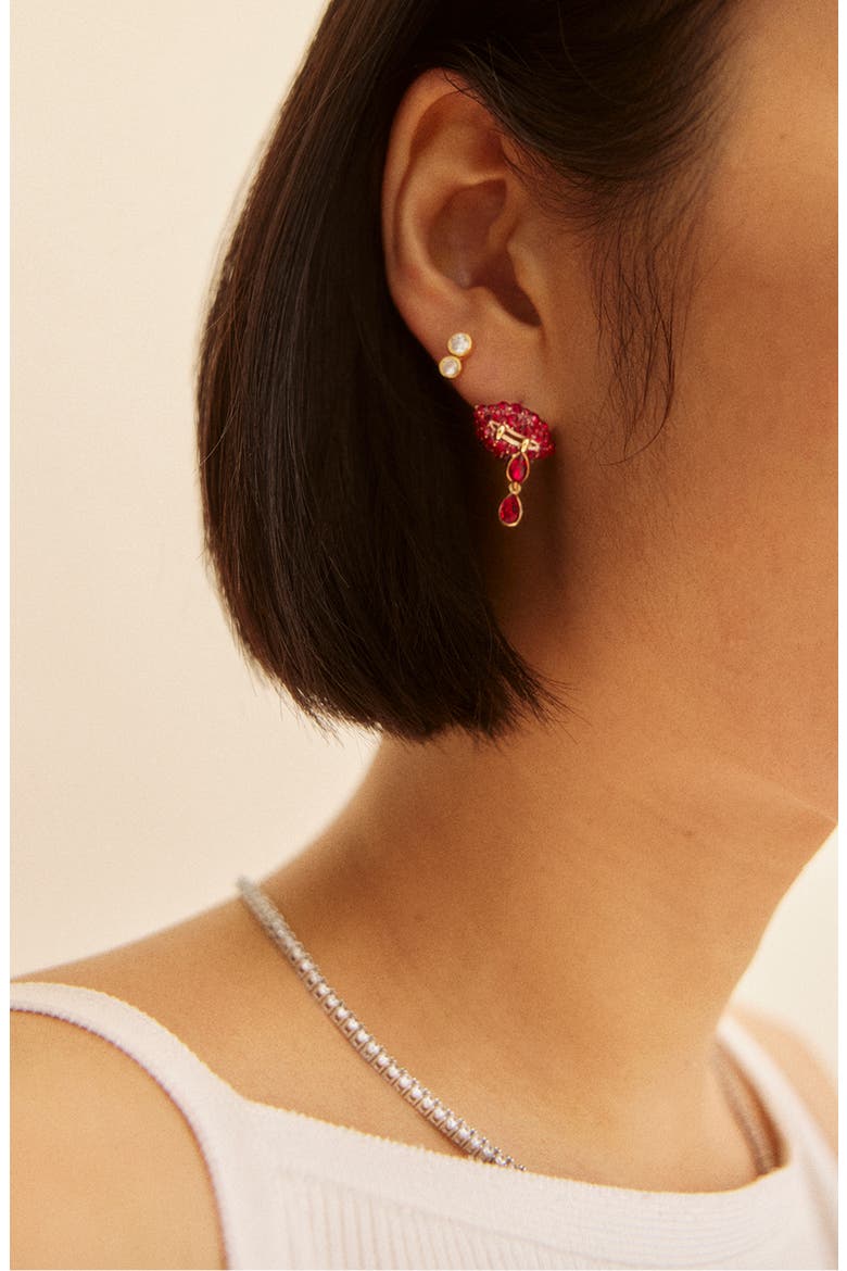 Bite Back Vampire Drop Earrings, Alternate, color, RED