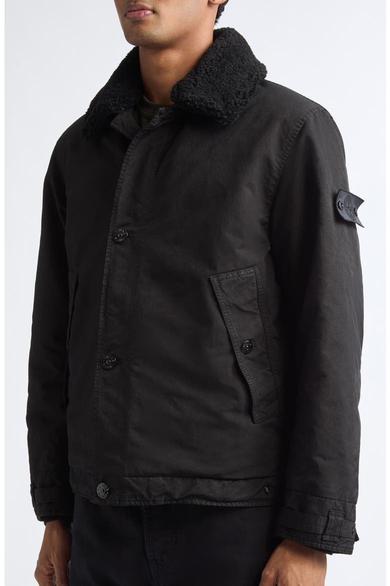 Genuine Shearling Collar Jacket, Alternate, color, V0029 BLACK