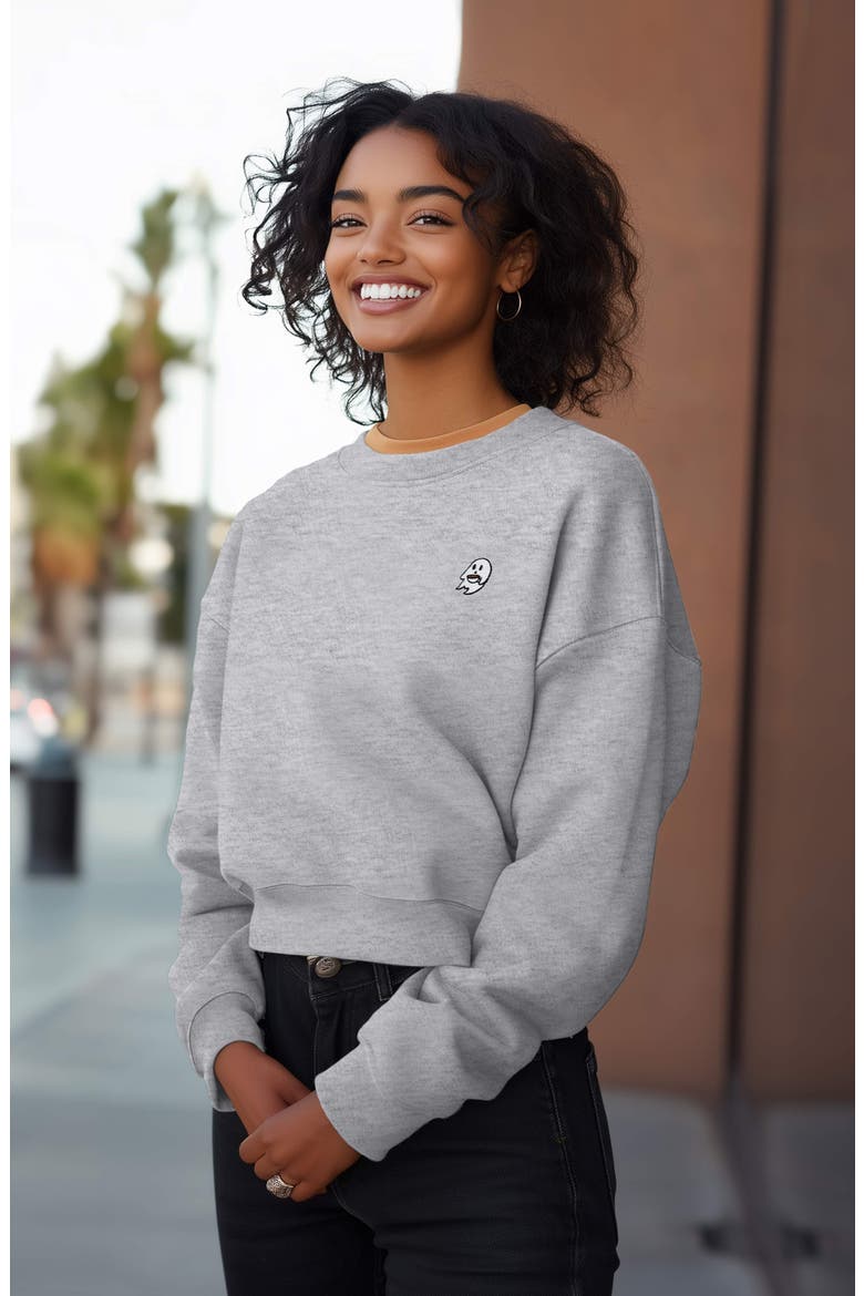 Spook-a-Latte Relaxed Sweatshirt, Alternate, color, Heather Gray