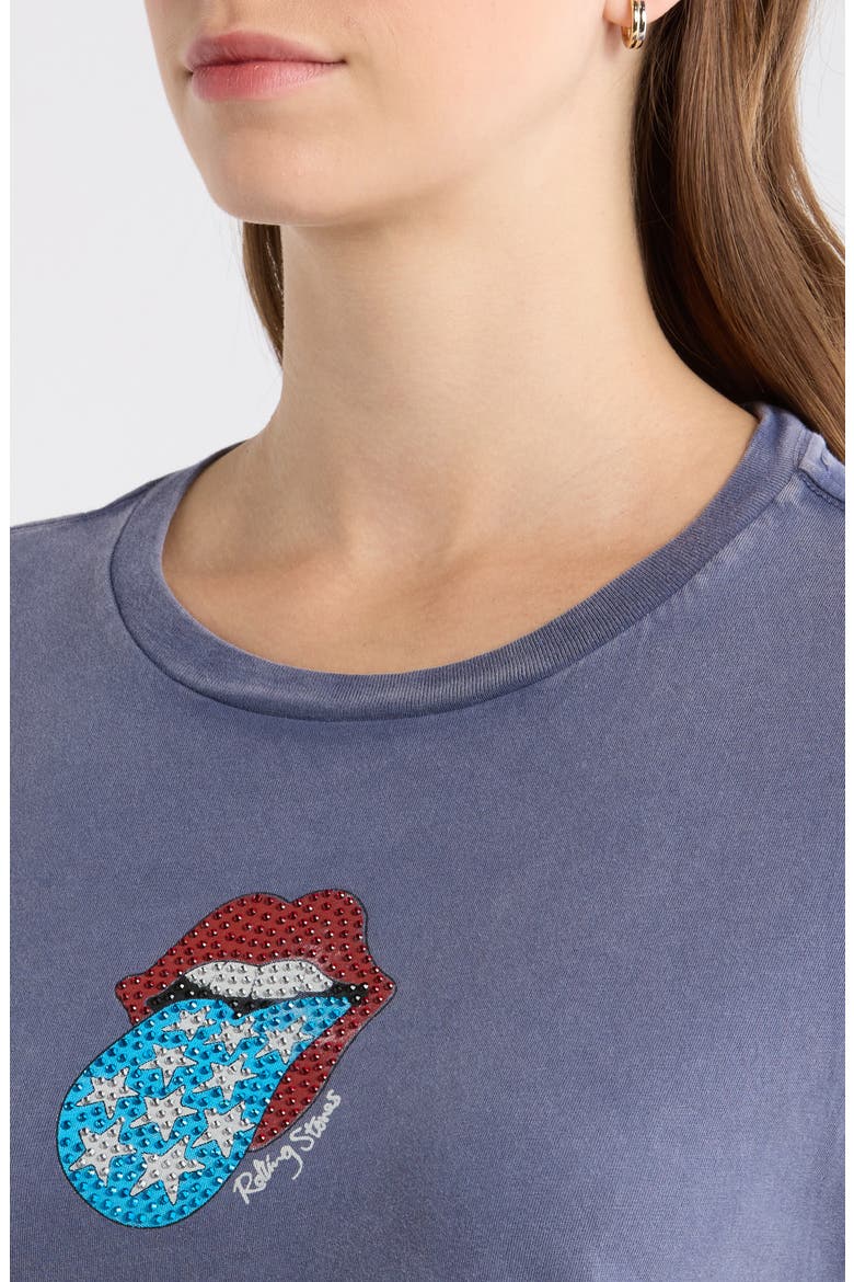 Rolling Stones Graphic Embellished Cotton T-Shirt, Alternate, color, NIGHT SHADOW BLUE