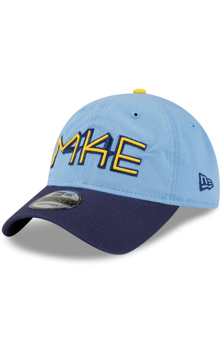 New Era Men's New Era Powder Blue Milwaukee Brewers 2022 City Connect 9TWENTY Adjustable Hat, Main, color, Light Blue