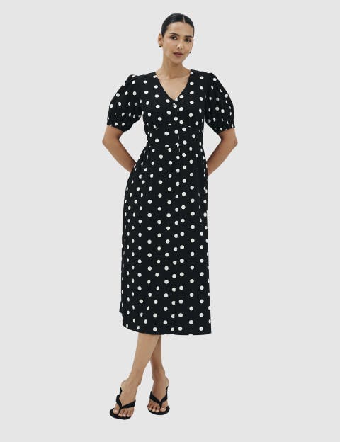 Petite Addison Cotton V-Neck Midi Dress