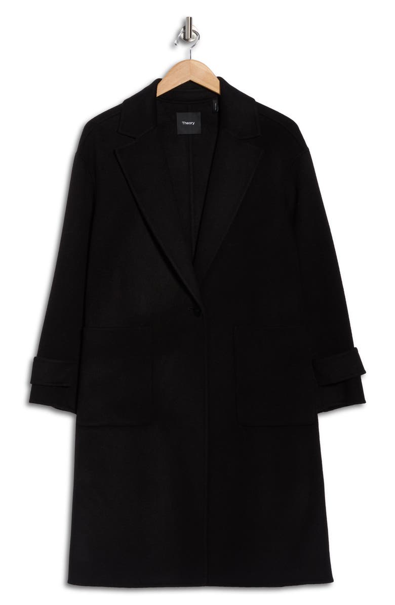Theory Easy One-Button Wool & Cashmere Coat, Alternate, color, Black