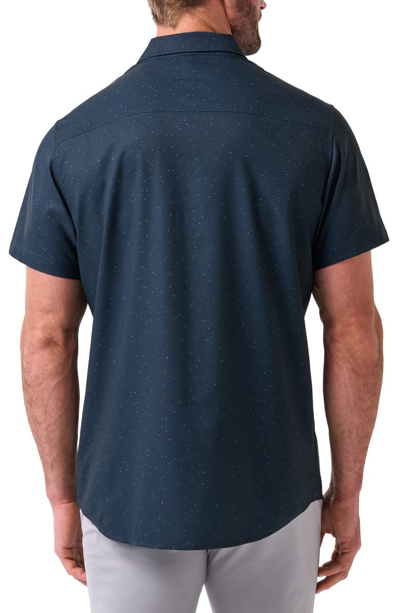 TravisMathew Techwoven Chartered Short Sleeve Performance Button-Up Shirt, Alternate, color, Total Eclipse