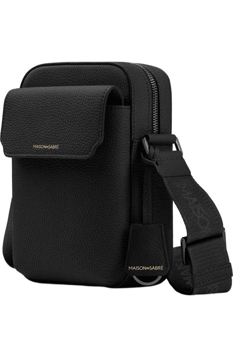 MAISON de SABRÉ Small Leather Messenger Bag, Alternate, color, Black Caviar