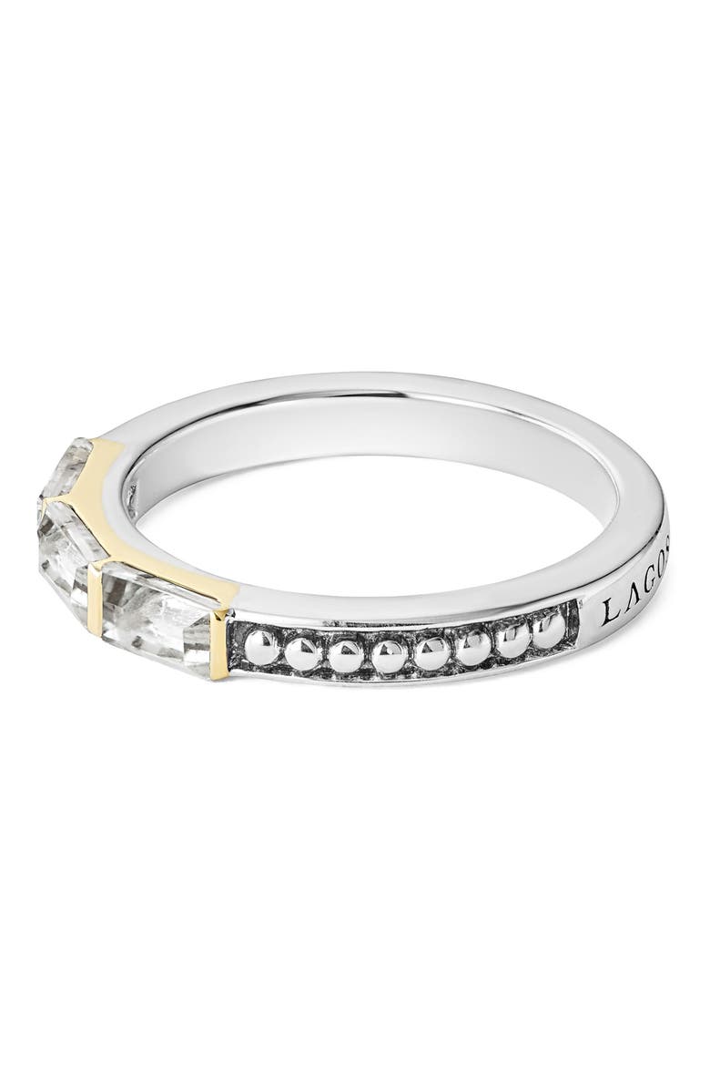 Rittenhouse Gemstone Baguette Stackable Ring, Alternate, color, SILVER/ 18K GOLD/ WHITE TOPAZ