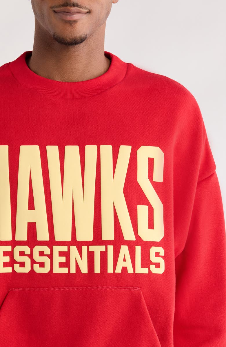Fear of God Essentials x NBA Hawks Sport Fit Crewneck Sweatshirt, Alternate, color, Red