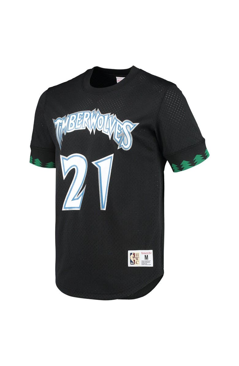 Mitchell & Ness Men's Mitchell & Ness Kevin Garnett Black Minnesota Timberwolves 1997 Mesh Name & Number T-Shirt, Alternate, color,