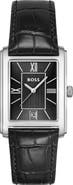 BOSS Principle Dress Leather Strap Watch, 28mm x 39mm