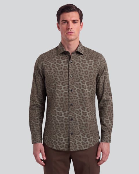 Spread Collar Stretch Cotton Poplin Shirt
