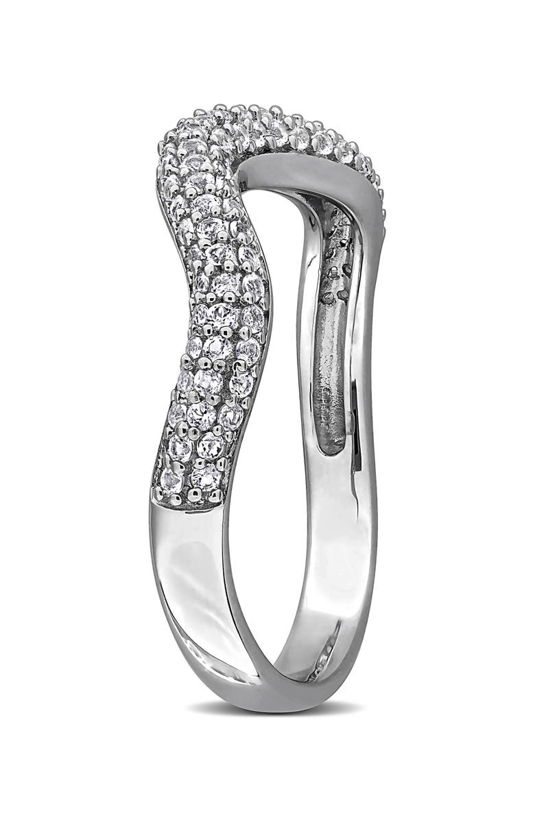 DELMAR White Topaz Curved Band Ring, Alternate, color, Silver/ White