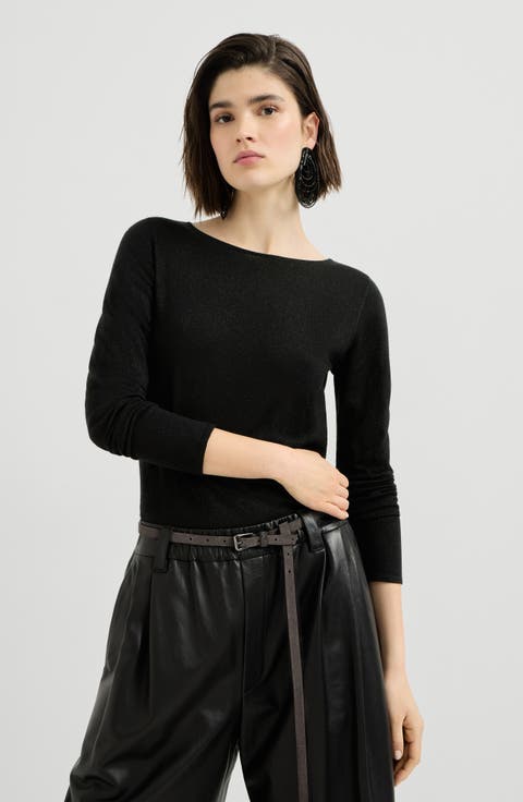Sparkling cashmere and silk lightweight sweater