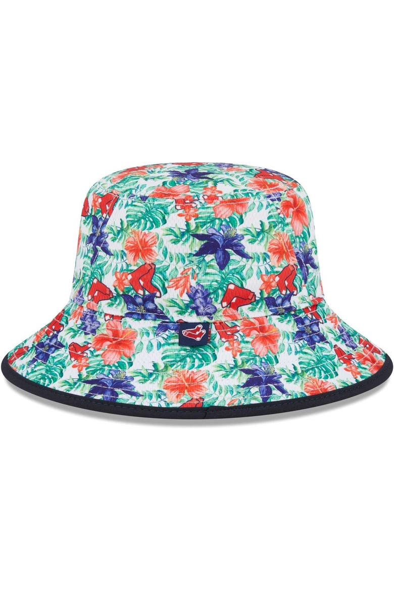 Men's New Era Boston Red Sox Tropic Floral Bucket Hat, Alternate, color, Navy