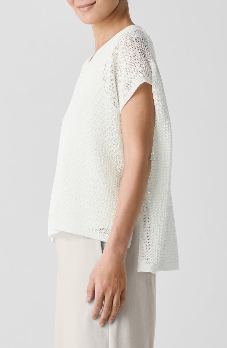Eileen Fisher Open Stitch Organic Cotton Sweater, Alternate, color, Ivory