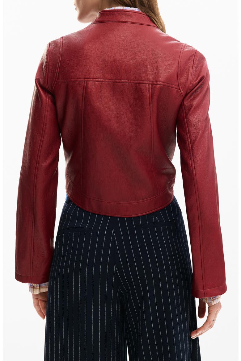 Faux Leather Jacket, Alternate, color, BURGUNDY