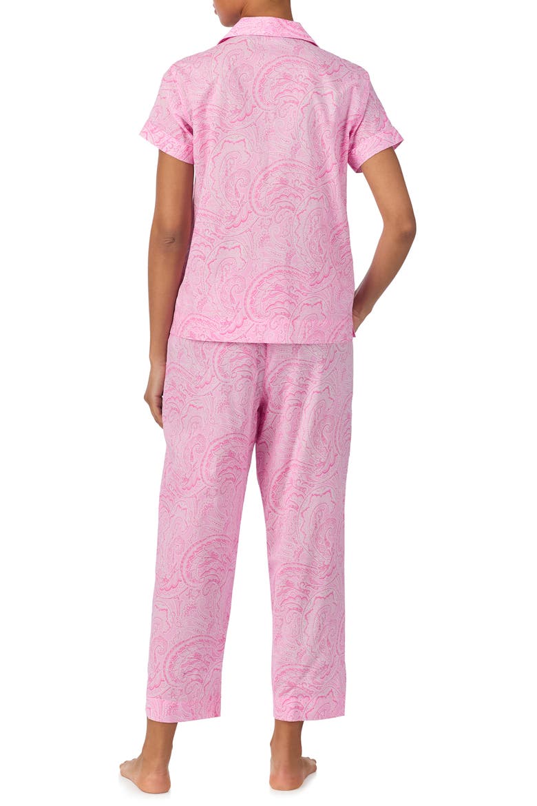 Notch Collar Long Pajamas, Alternate, color, PINK PAISLEY