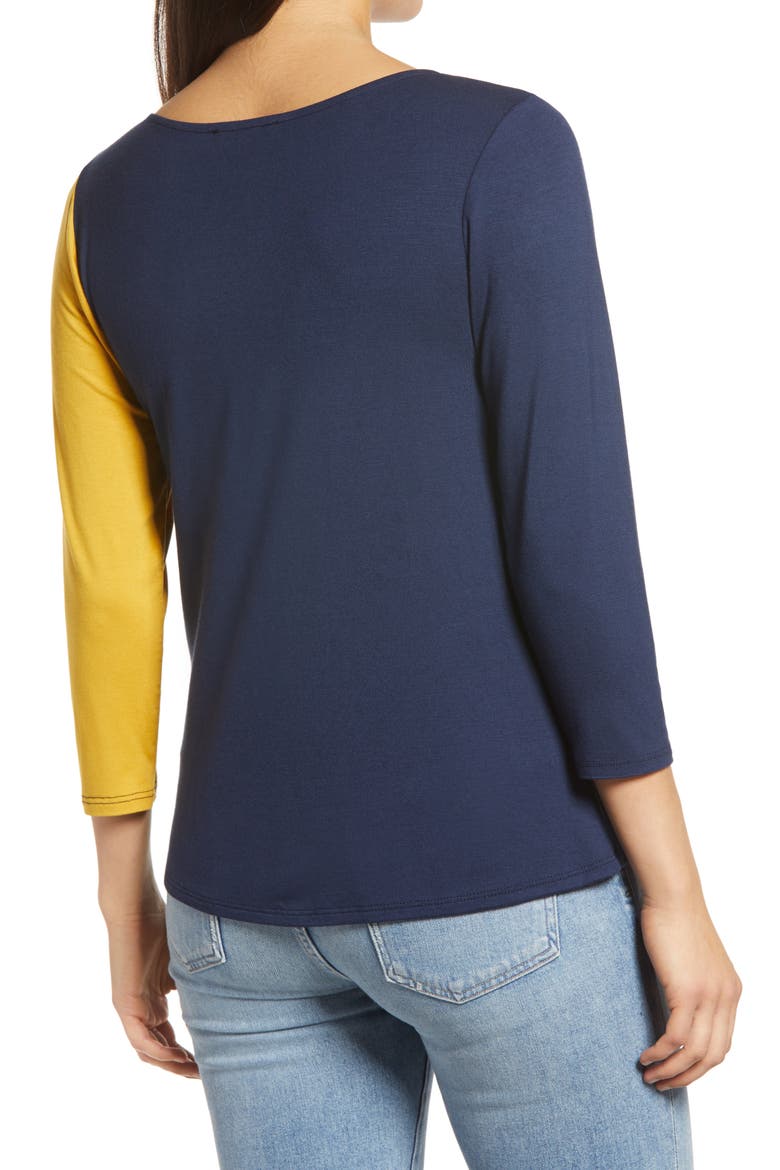 Colorblock Top, Alternate, color, NAVY/ YELLOW